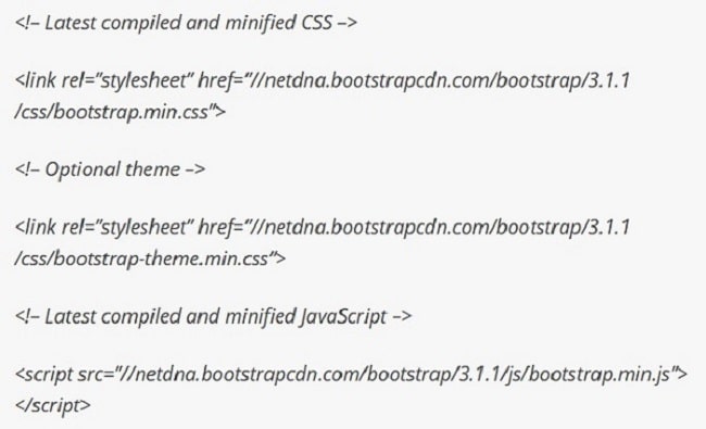 Mã nhúng Bootstrap từ CDN